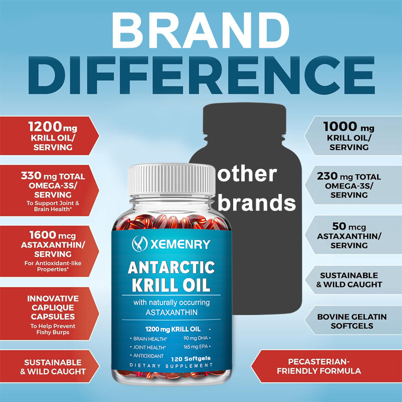 Antarctic Krill Oil 1200mg – with Omega-3 EPA, DHA, Astaxanthin & Phospholipids