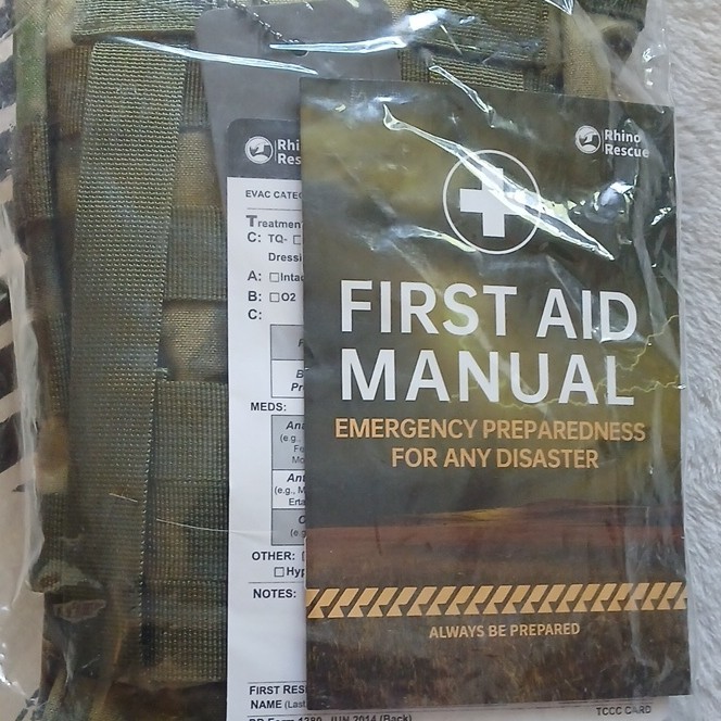 Rhino Rescue First Aid Set Emergency Treatment Kit Multicolor w/ Manual Blanket