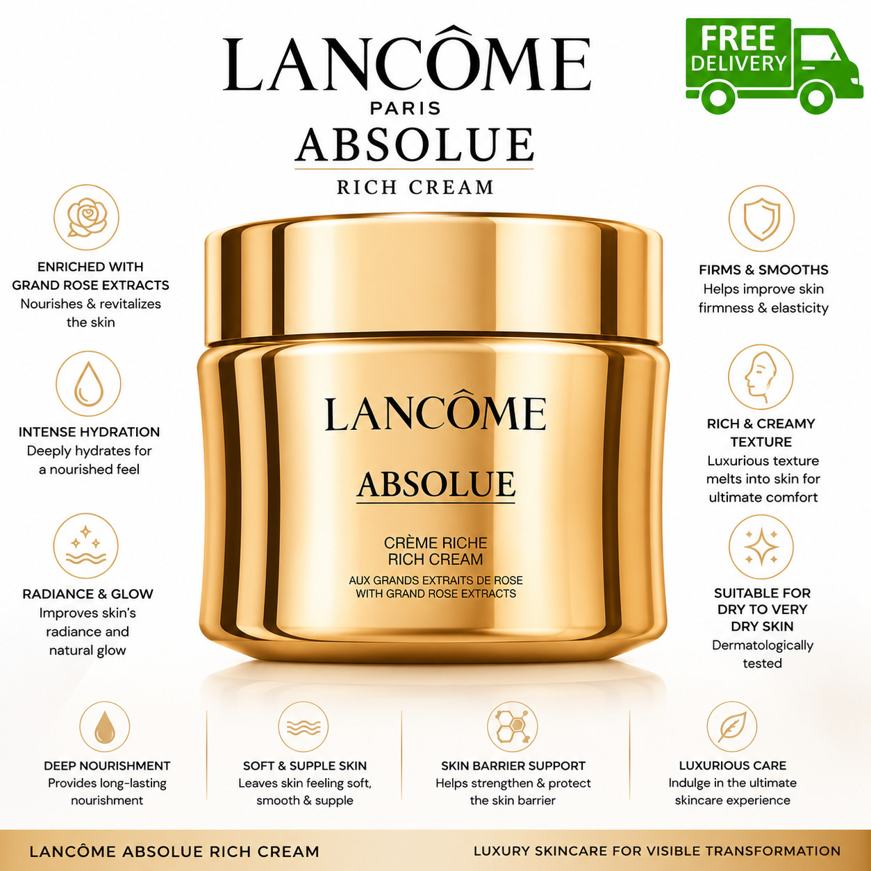 Lancome Absolue Rich Cream 60ml 2oz Authentic Face Moisturiser Sealed New Box