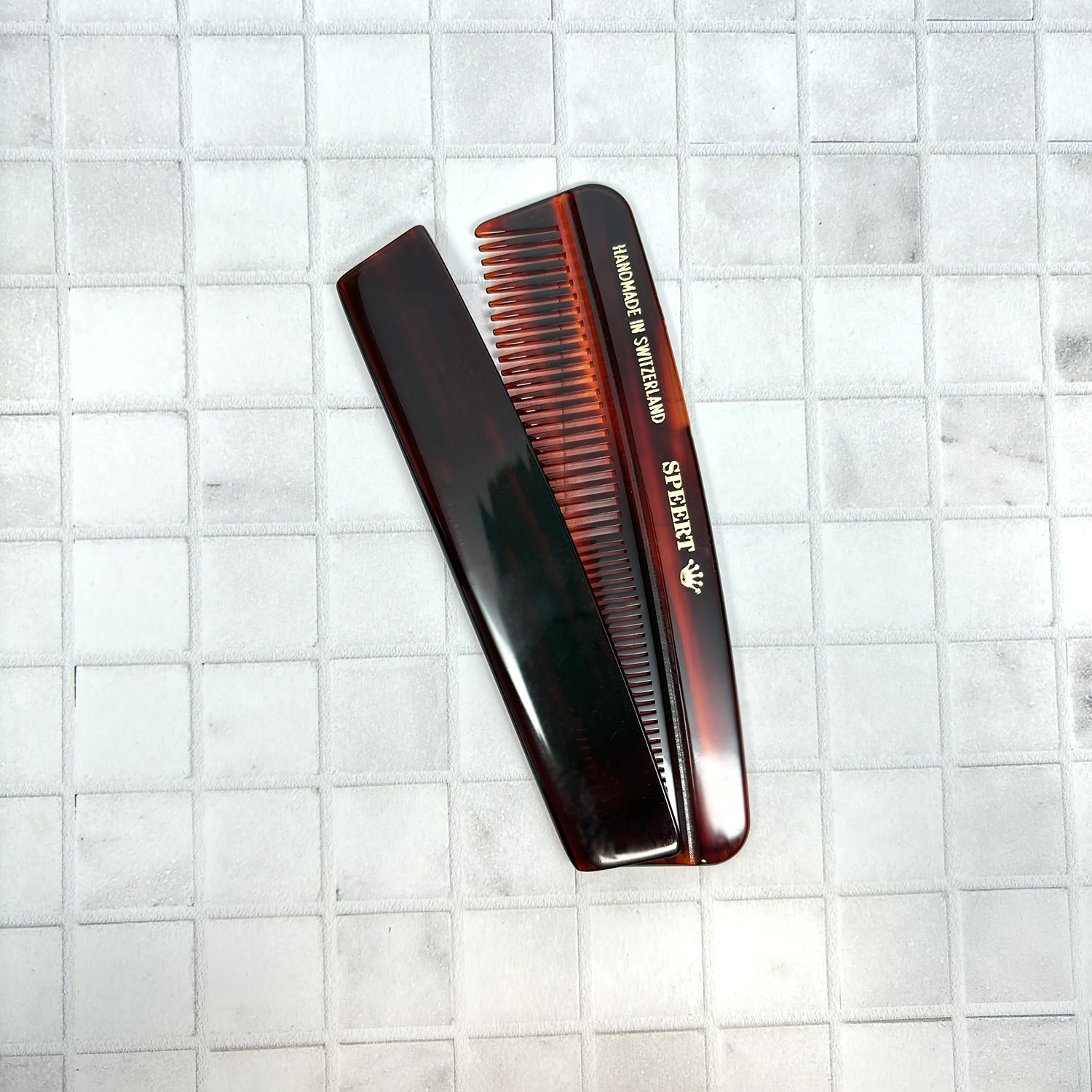 Speert Handmade Swiss European Comb #32 5″ Inch Wide & Fine Tooth Brown Tortoise