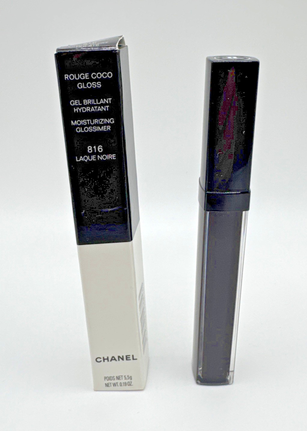 Chanel ROUGE COCO GLOSS Moisturizing Glossimer ~ 816 LAQUE NOIRE ~ .19 Oz 5.5g
