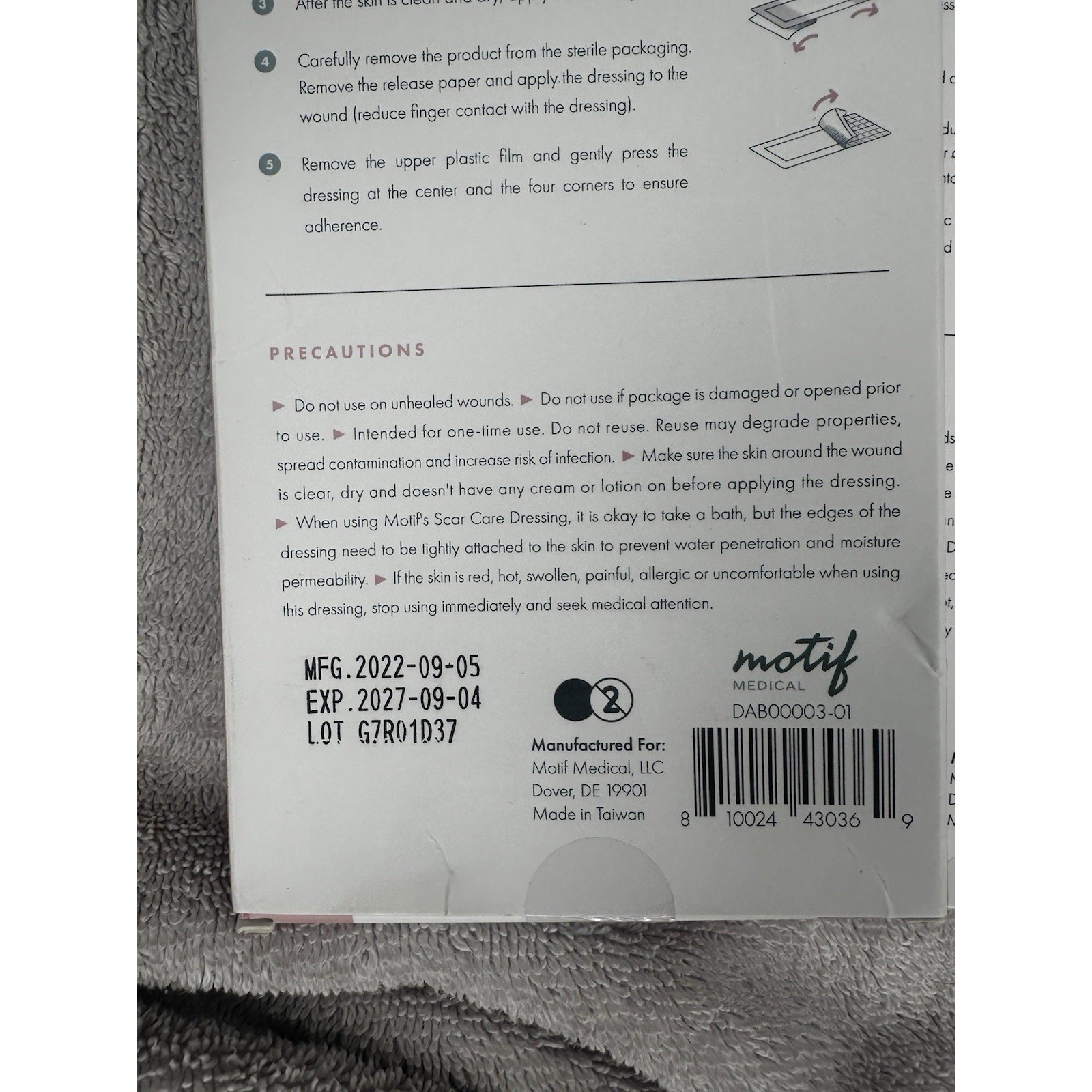 Motif Medical C-Section Dressing System Step 3 Restore Scar Care 4ct DAB00003-01