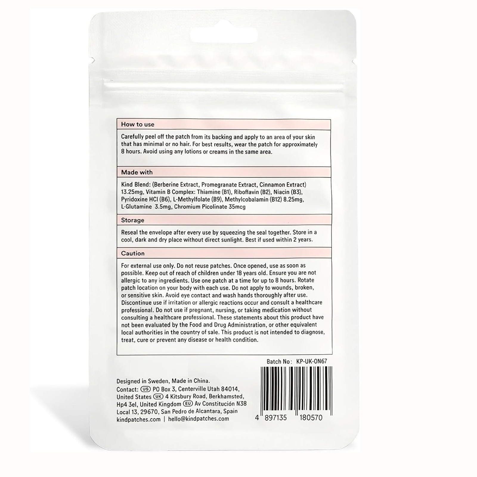 Vegan Berberine Patches L-Glutamine Chromium Cinnamon Latex Free 30 Count
