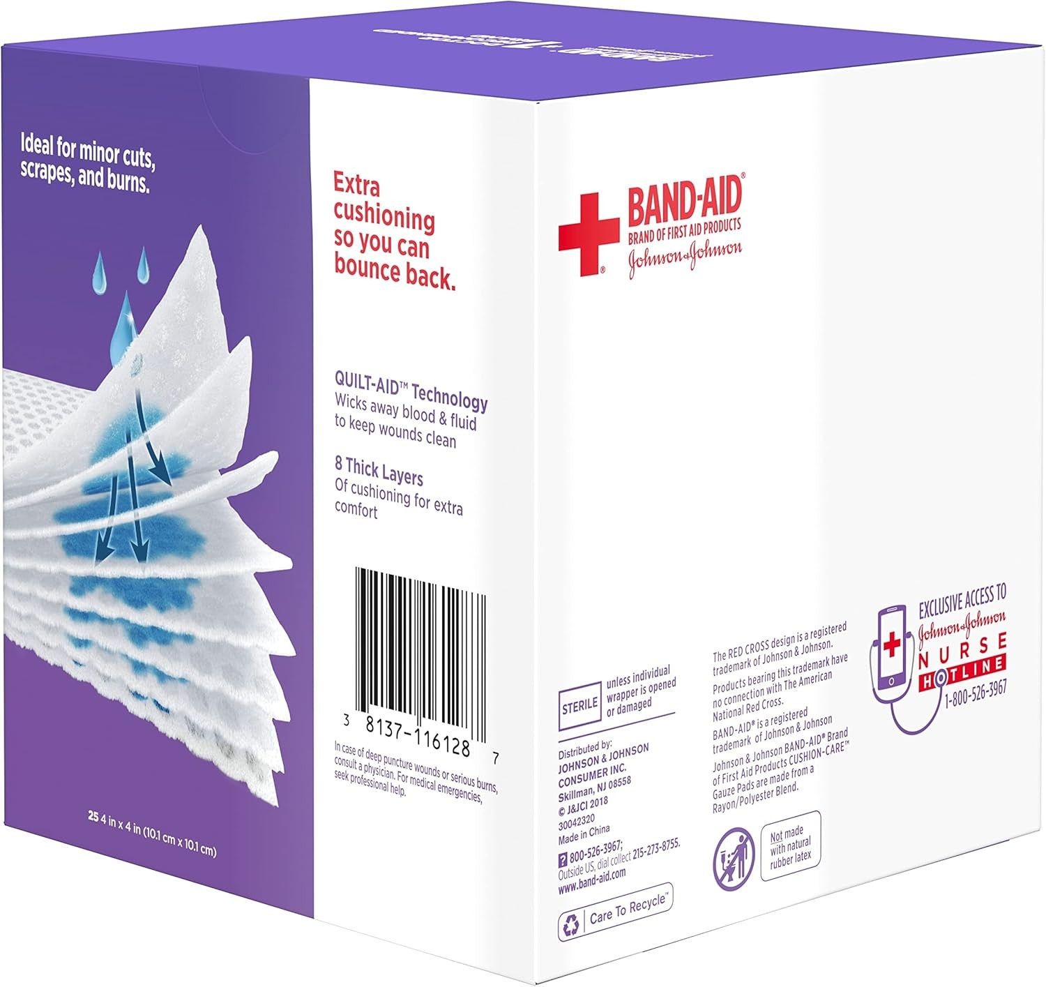Band-Aid Sterile Square Gauze Pads 4″ x 4″ Non Stick Wound Dressing 125 Count