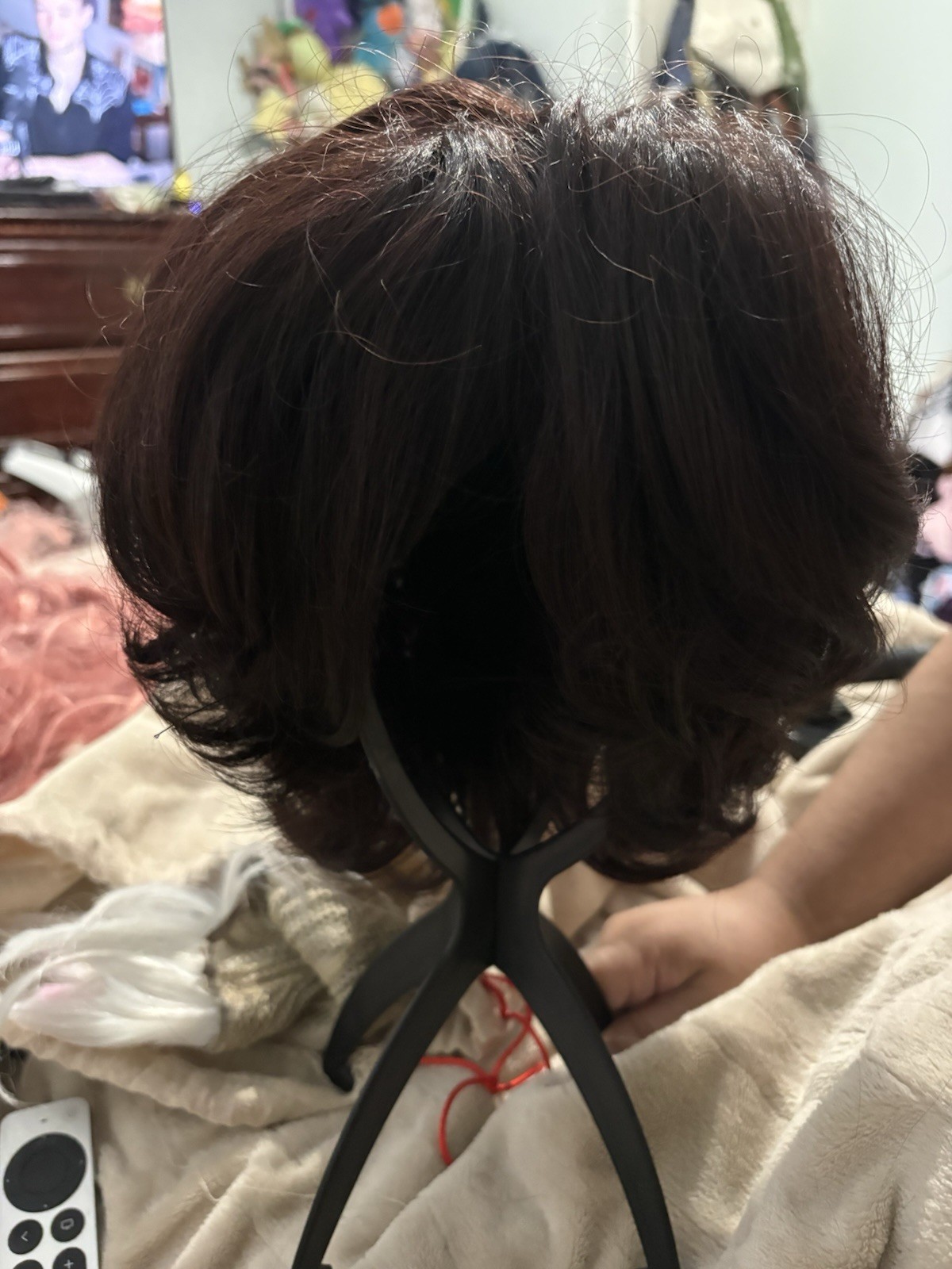 Dark Brown Short Straight Layered Bob Wig, Synthetic Classic Cap One Size