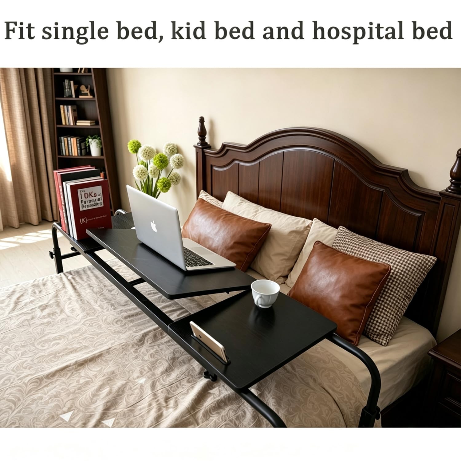 Komorebi Overbed Bedside Table Over The Bed Table Wheels Height Adjustable