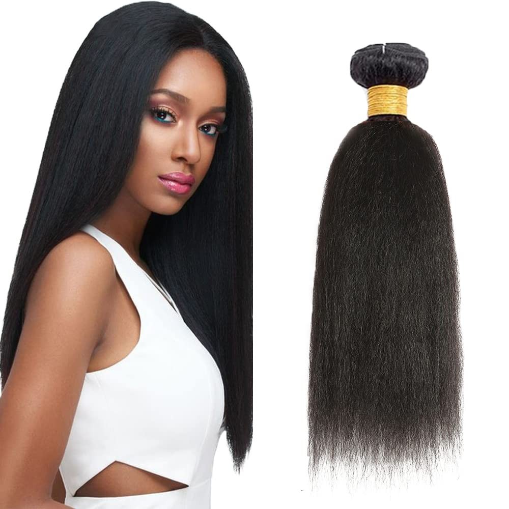 MeaQiiey Yaki Straight Bundles 24 Inch #1B Black