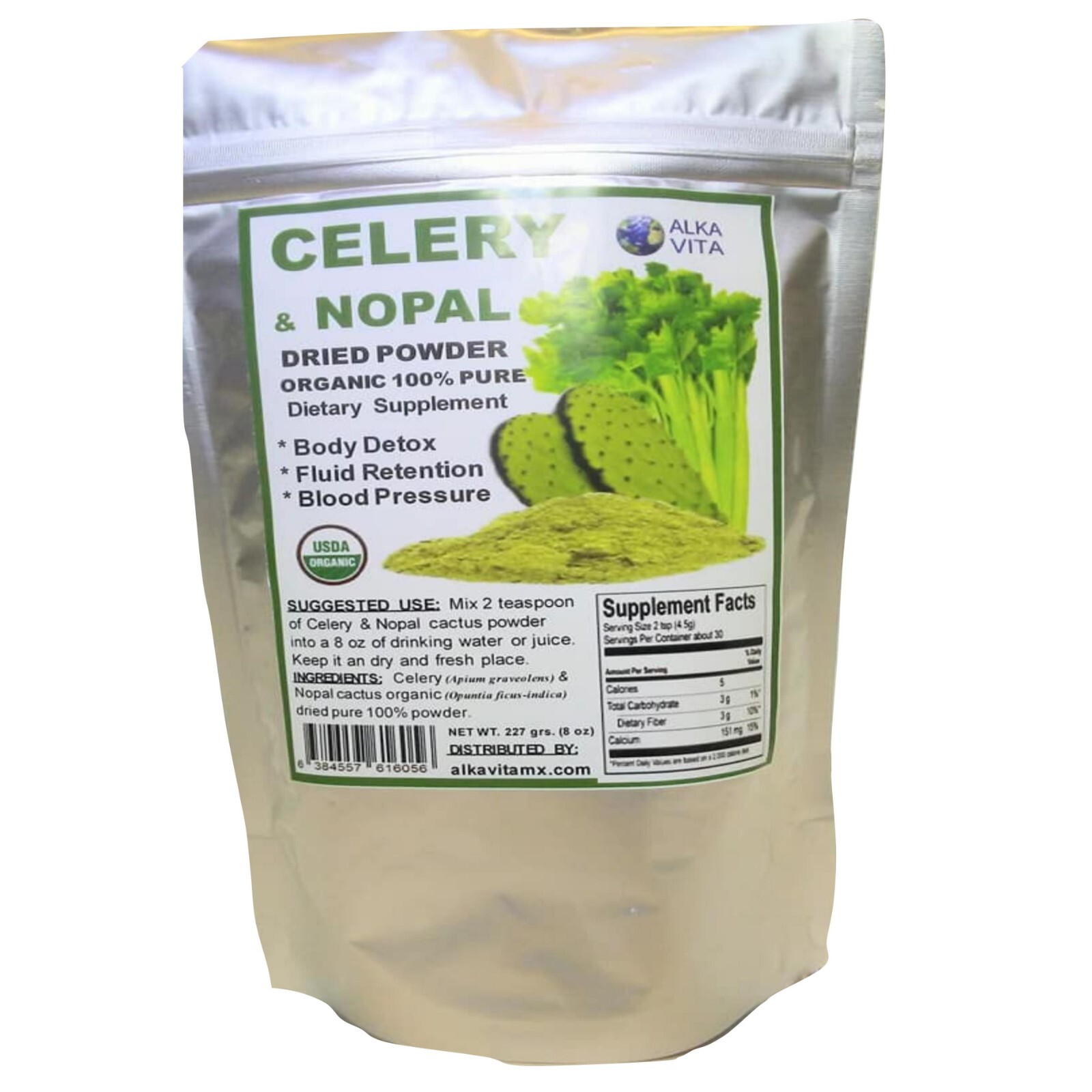 CELERY & NOPAL CACTUS Blood Pressure Pure Nutri Food Dried Powder By ALKAVITA