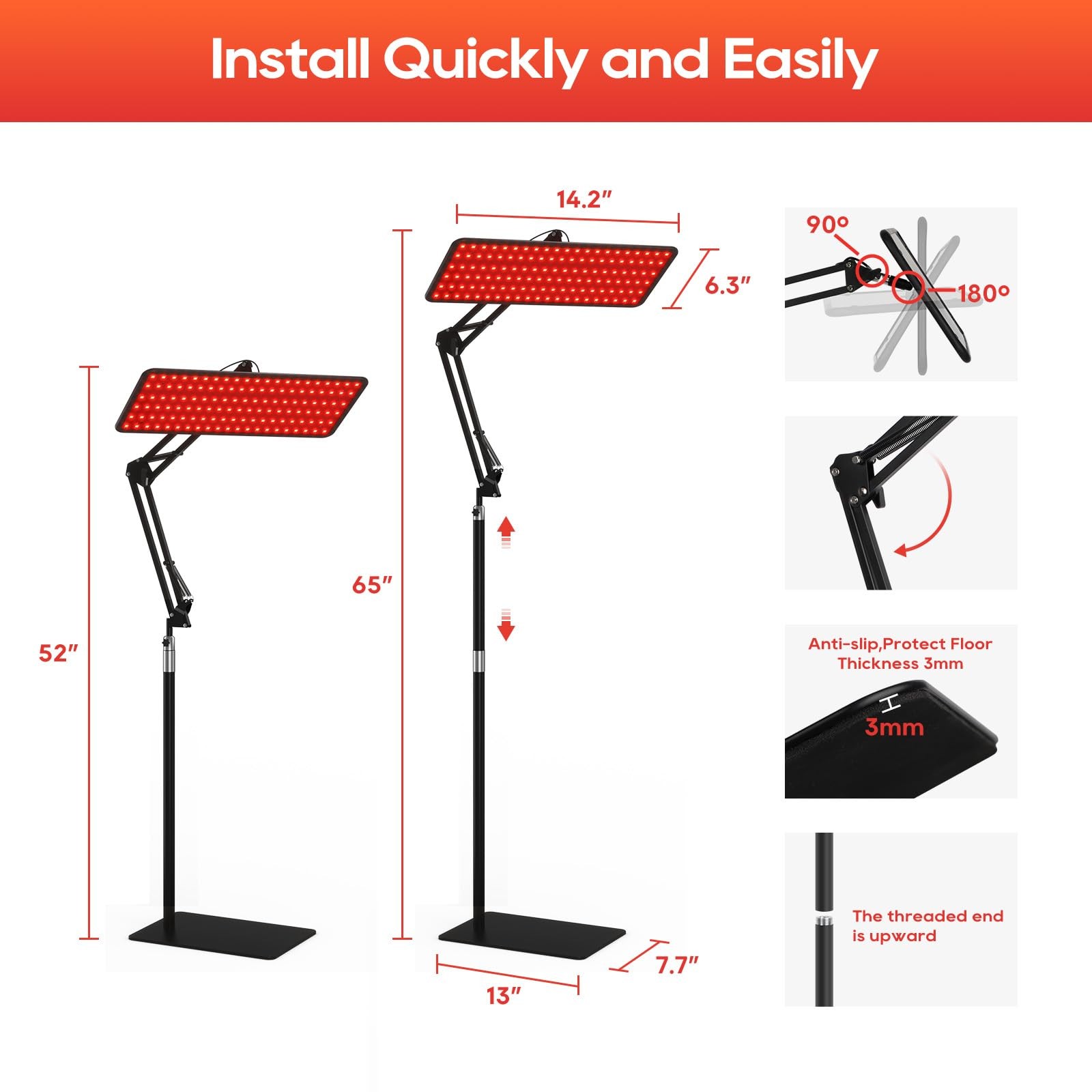 Red Light Therapy Lamp 660nm 850nm 940nm Infrared Panel Stand M BEICHEN Body