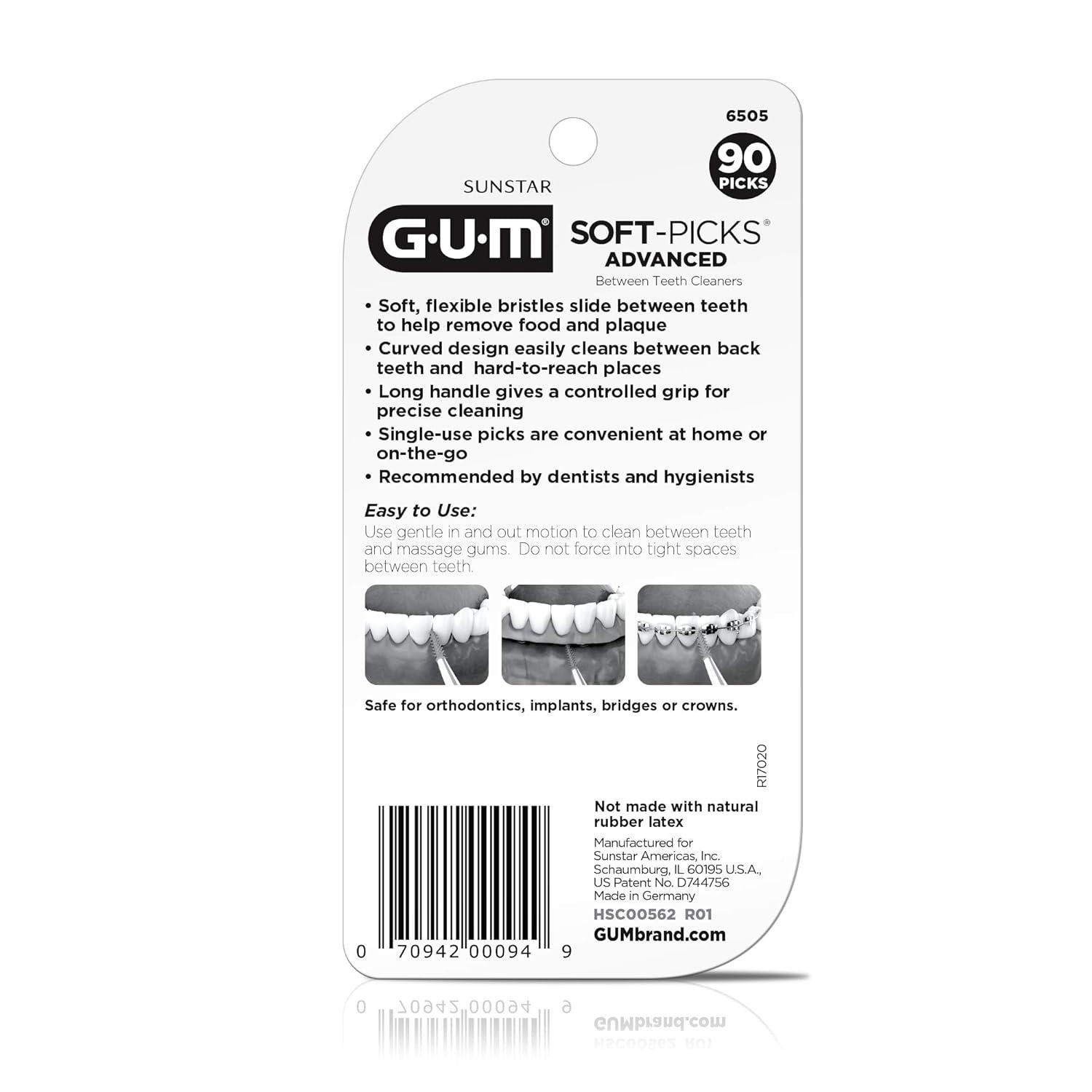 GUM Soft-Picks Advanced, Easy to Use Dental Picks for Teeth Cleaning Health, Dis