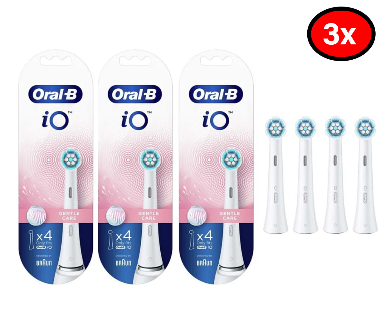 3 pairs of 4 count Oral-B Io Series Gentle Care Toothbrush Replacement Heads