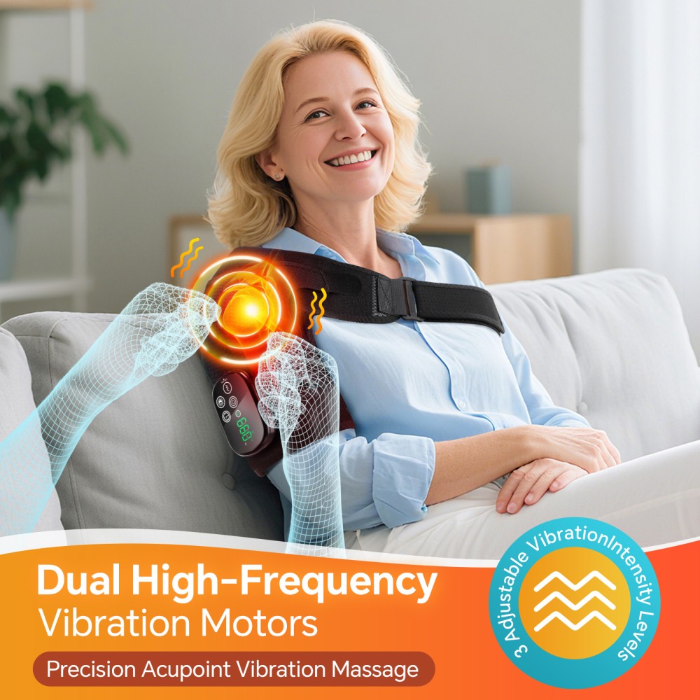 Cordless Red Light Therapy for Shoulder with Massage, 5000mAh Battery Portable