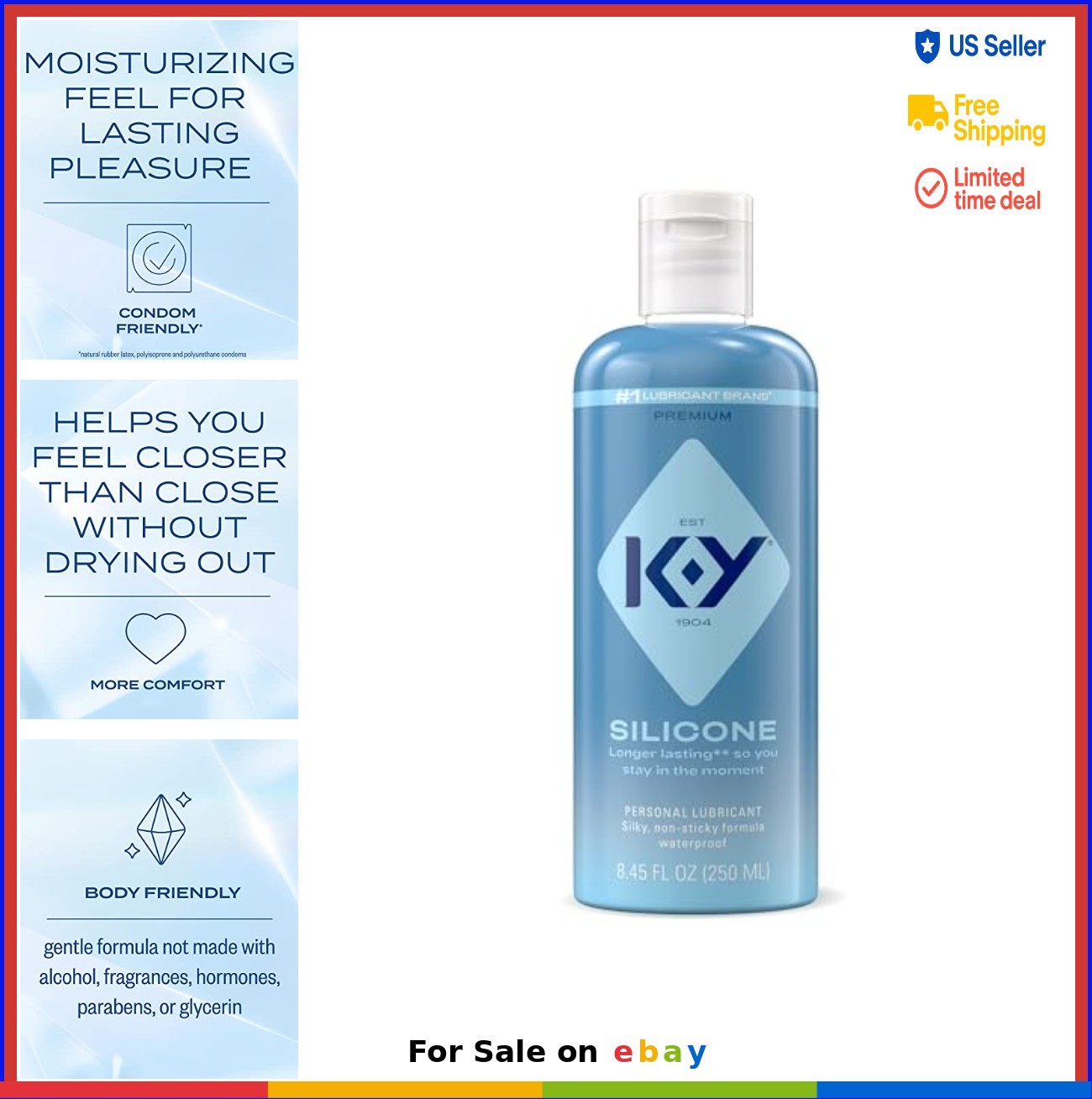 Silicone Lube Personal Lubricant 8.45 Fl Oz Premium Long Lasting Waterproof