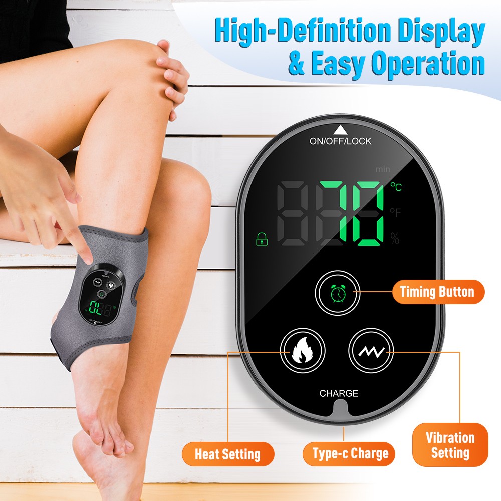 Cordless Foot and Ankle Massager Pain Relief 6 Heating Levels, 3 Vibration Modes