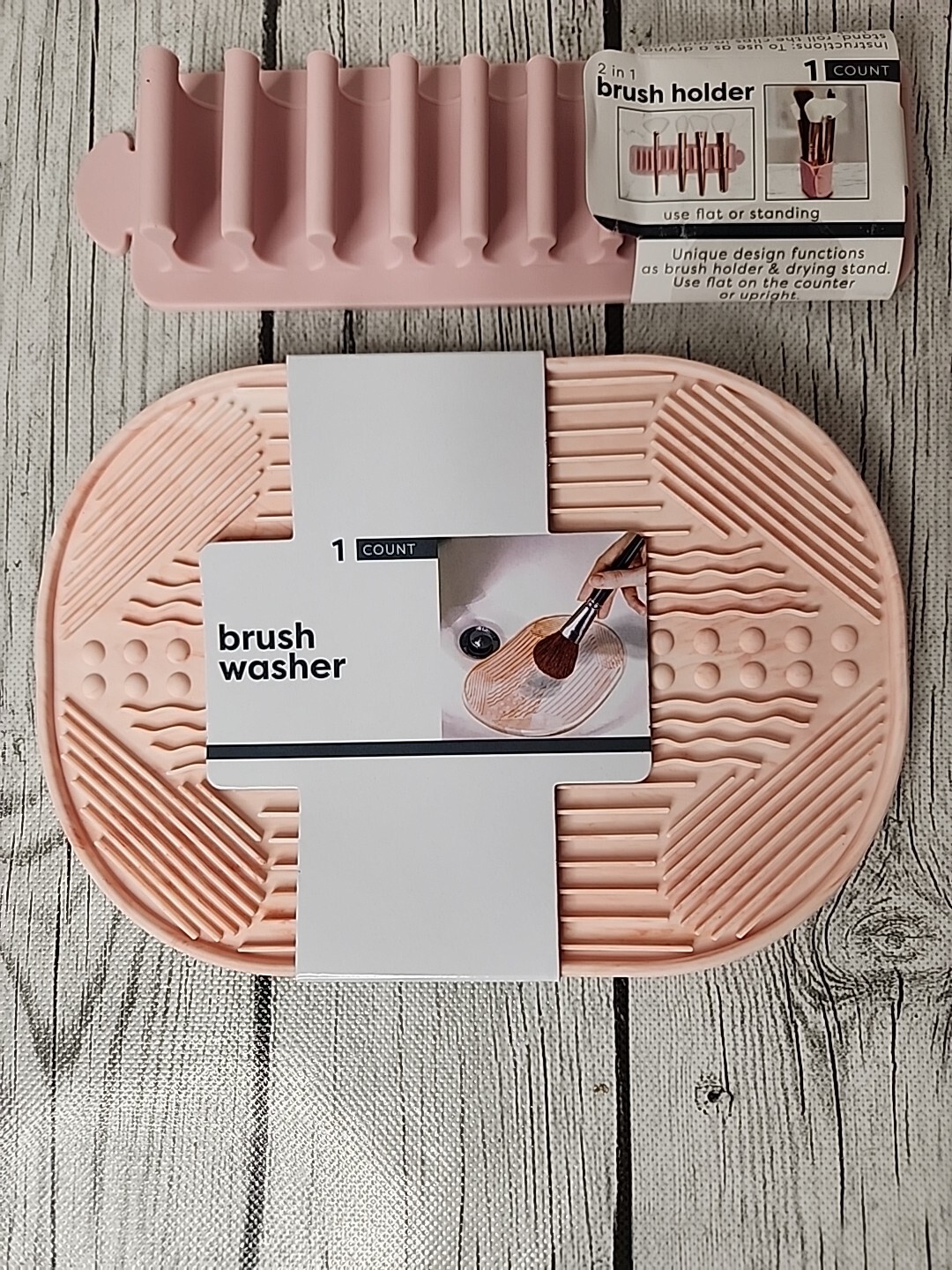 3pc Silicone Brush Holder, Brush Washer & Heat Resistant Heat Mat Travel Compact