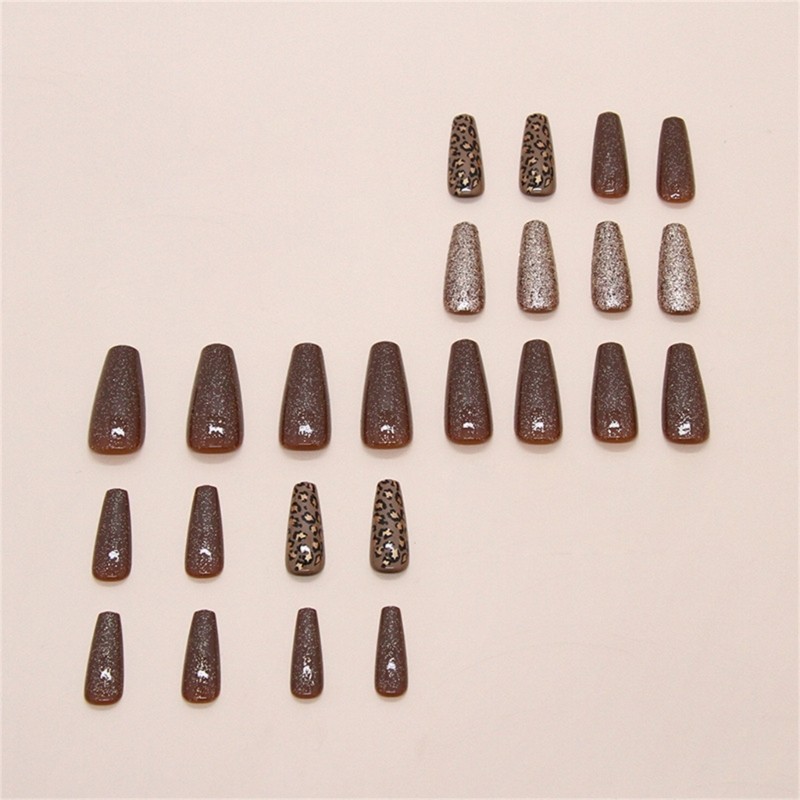24pcs Fashionable Leopard Press on Nail For Trendy Fall And Winter Looks