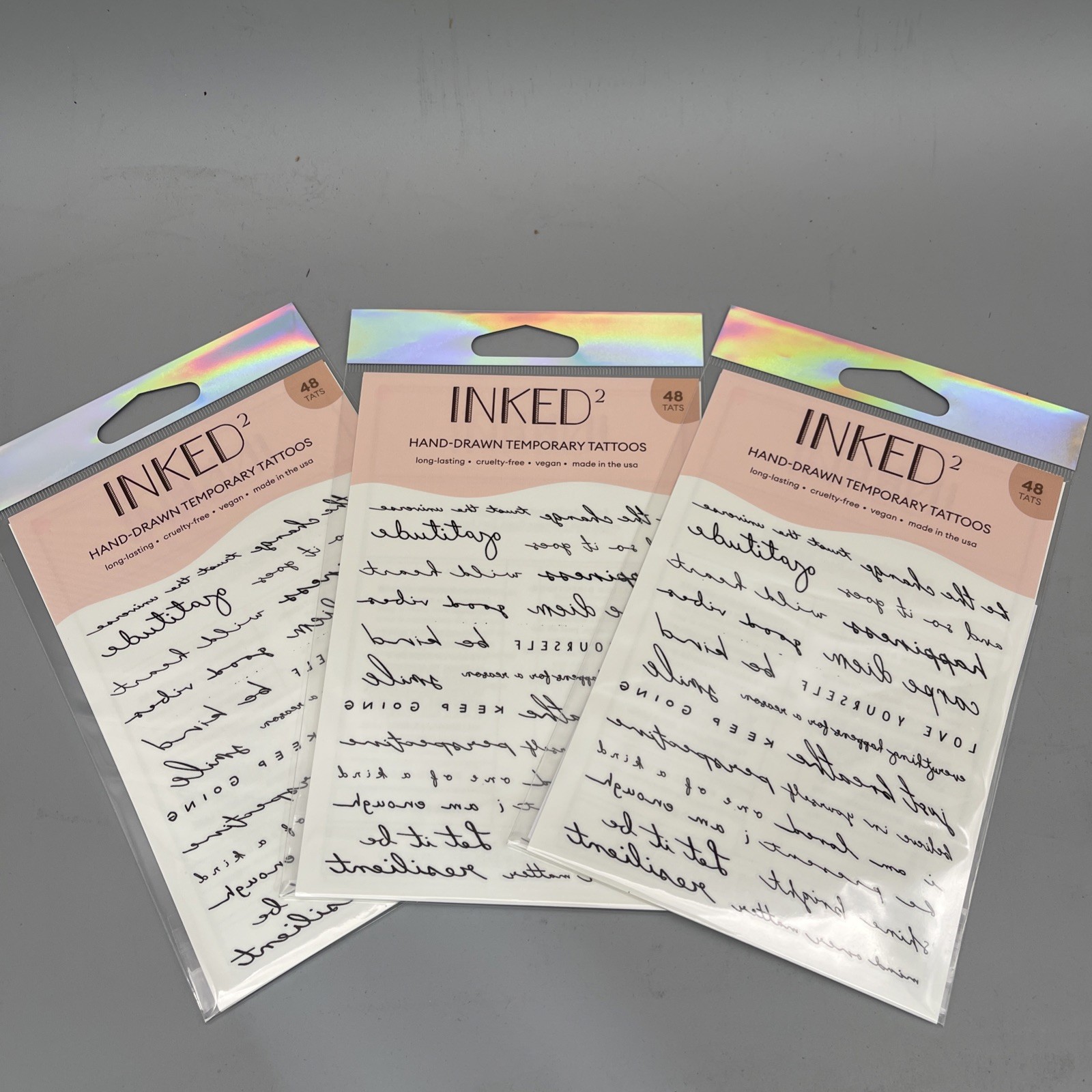 3 Pack x48 Inked By Dani Hand Drawn Temporary Tattoos Brand New