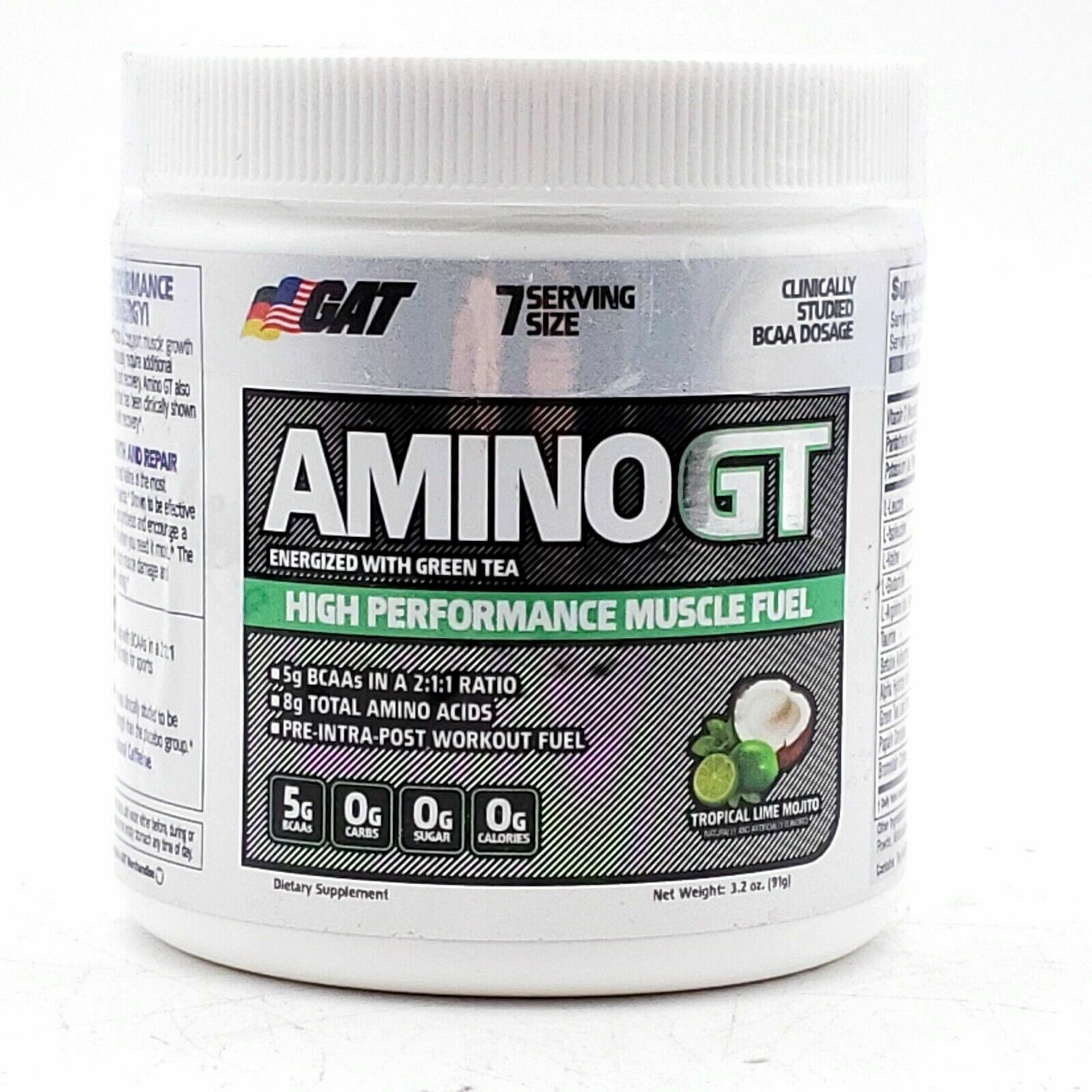 GAT AMINO GT PERFORMANCE AMINOS ENERGY 7 SERVINGS TROPICAL LIME MOJITO