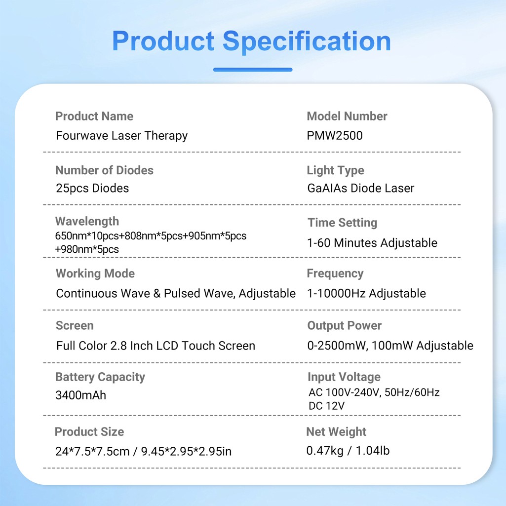650nm/808nm/905nm/980nm Low Level Laser Therapy for Body Joints Pain Relief 2.5W