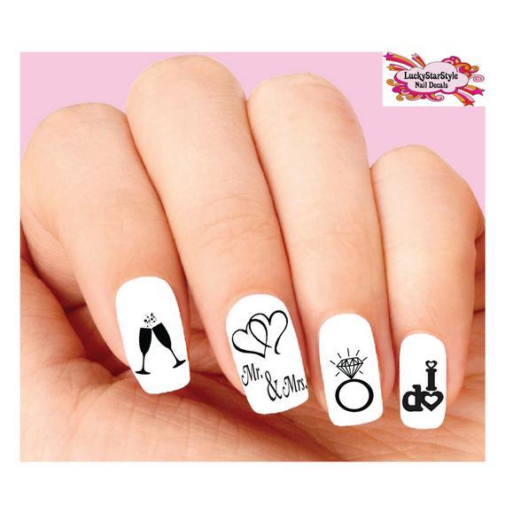 Waterslide Nail Decals Set of 20 – Wedding, Ring, Heart, I do Assorted #1
