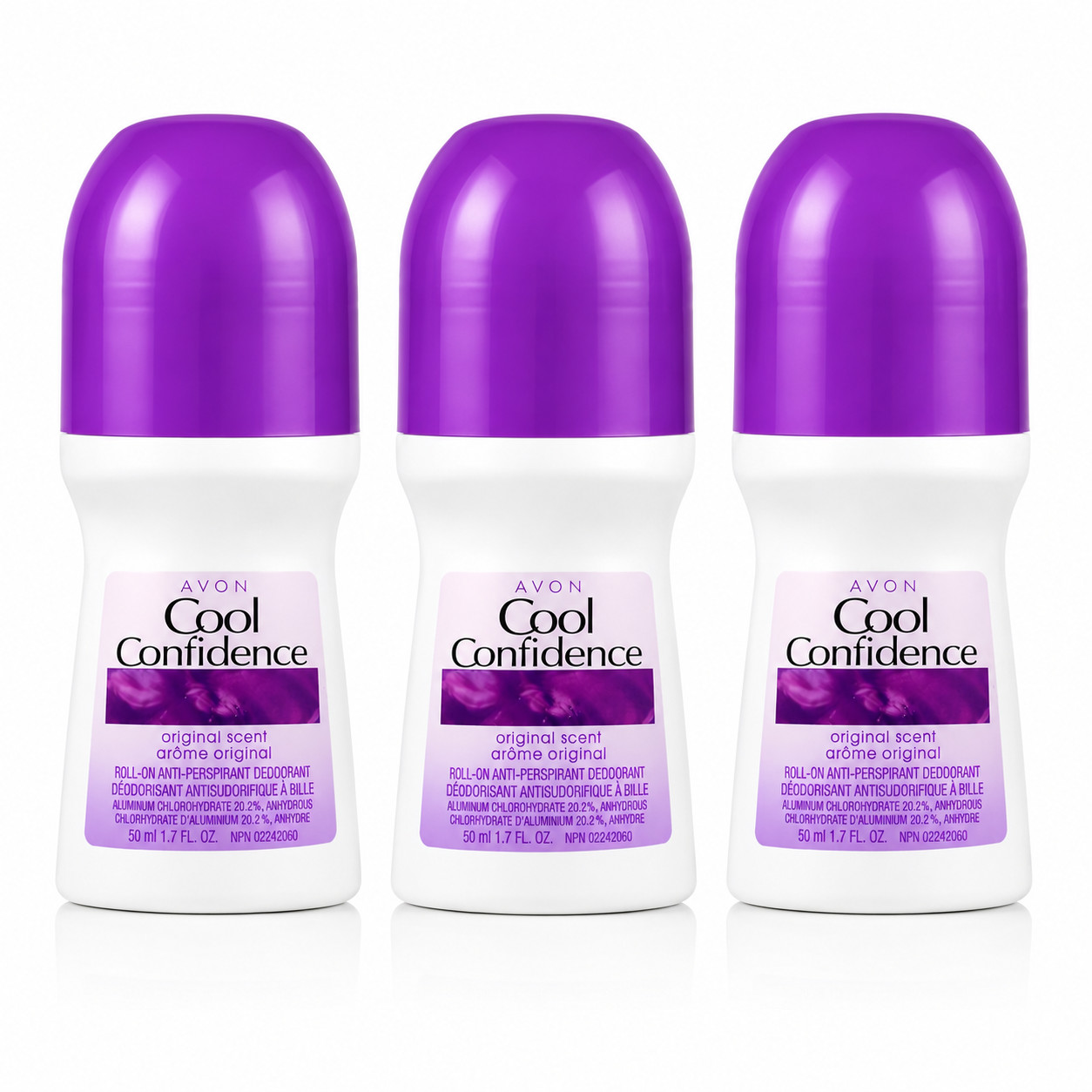 Avon Cool Confidence Roll-On Anti-Perspirant Deodorant 1.7oz 50ml 3PACK