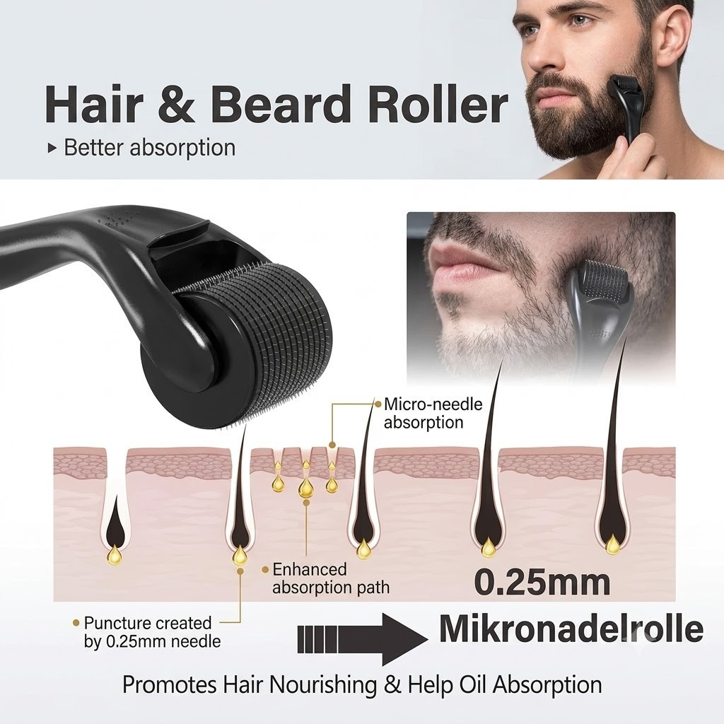1pc-0.20mm Derma Roller Microneedle Roller For Face, Beard Roller, Microneedling