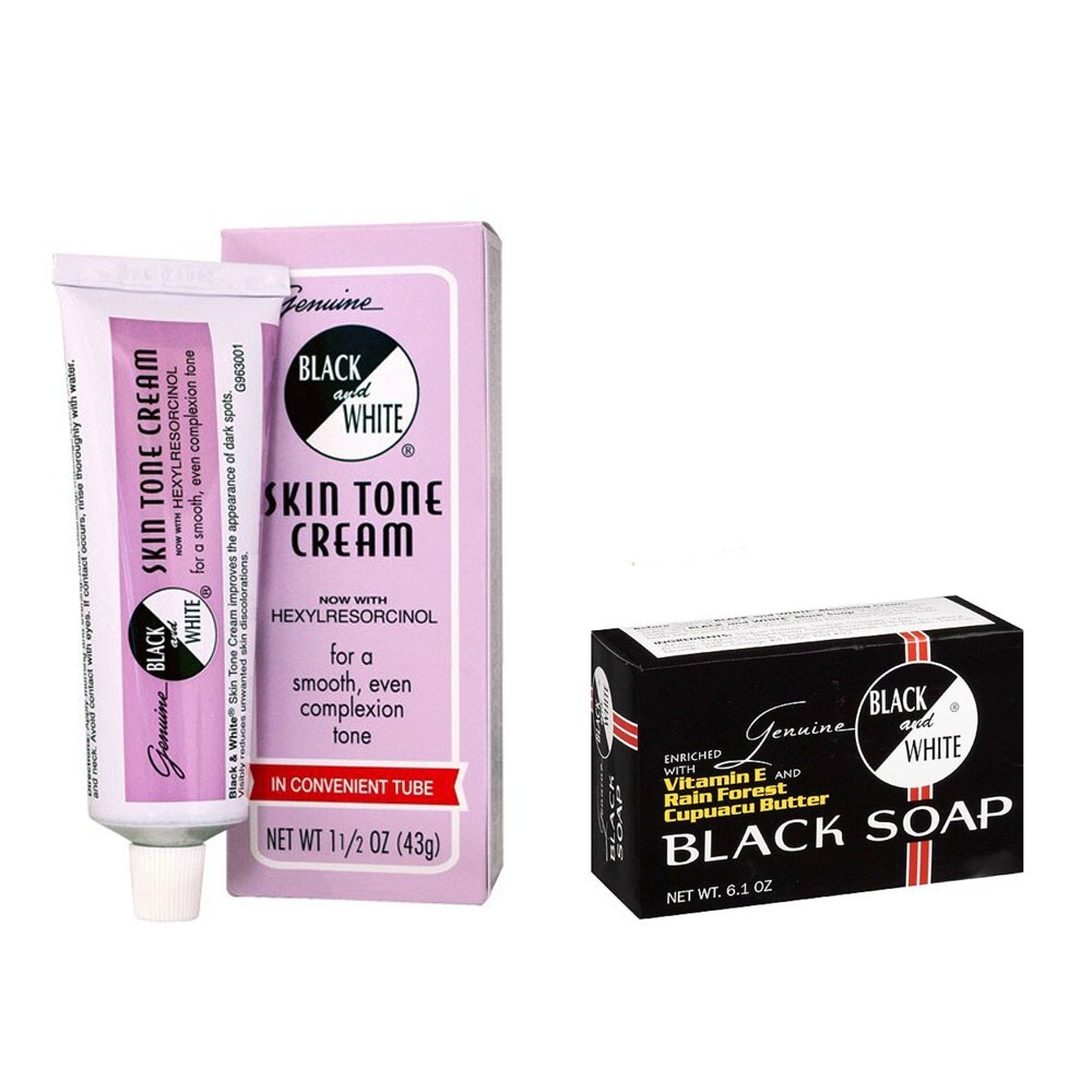 BLACK AND WHITE Cupuacu Butter Black Soap 6.1oz , Skin Tone Cream 1.5oz Set