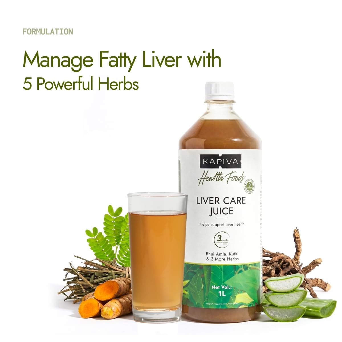 Kapiva Liver Care Juice Ayurvedic Herbal Detox Cleanse & Daily Liver Wellness 1L