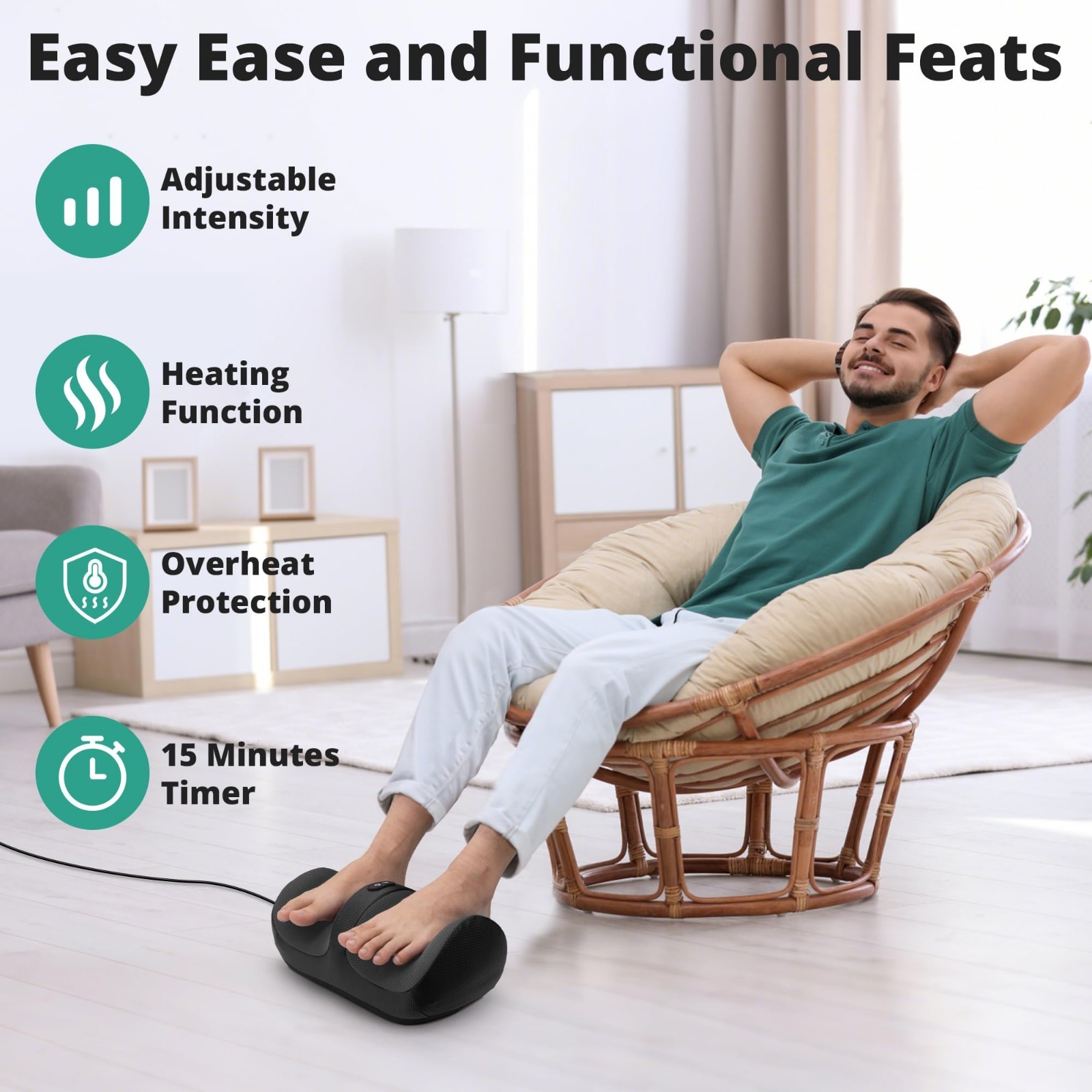 Foot Massager with Heat & Roller – Deep Tissue Relief for Plantar Fasciitis, Neu