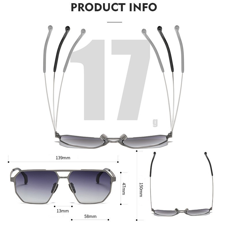 Men’s Pilot Industrial Pure Titanium Sunglasses 17g Lightweight Polarized UV400