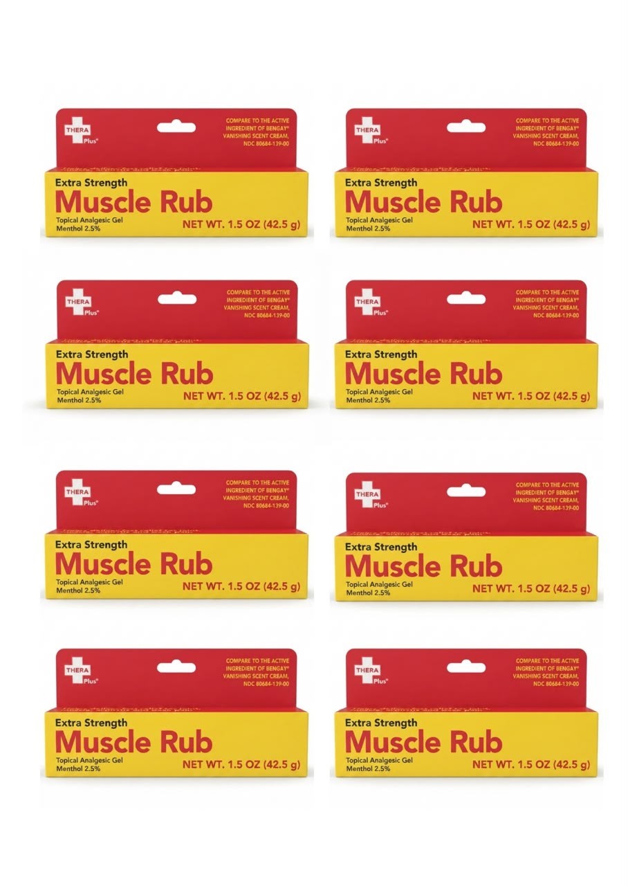 Thera Plus Extra Strength Muscle Rub Gel 1.5oz 8-Pack Fast Relief Joint Pain