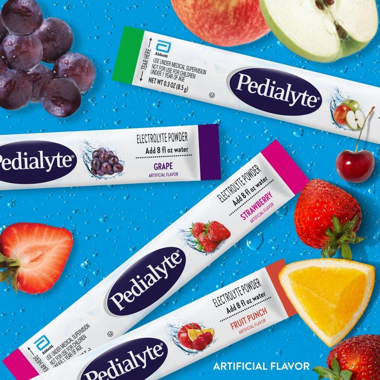 Electrolyte Powder Variety Pack: Grape, Strawberry, Fruit Punch & Apple – 8 Pack