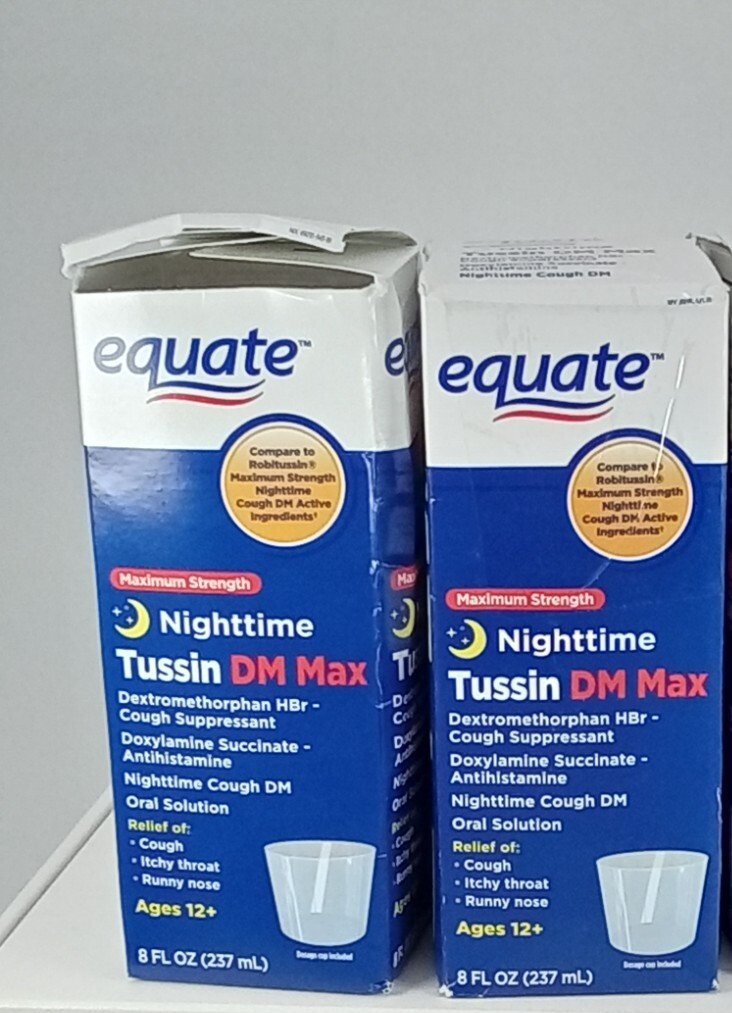 2PK Equate Nighttime Tussin DM Max Cough Suppressant 8 fl oz EACH 2026+2027