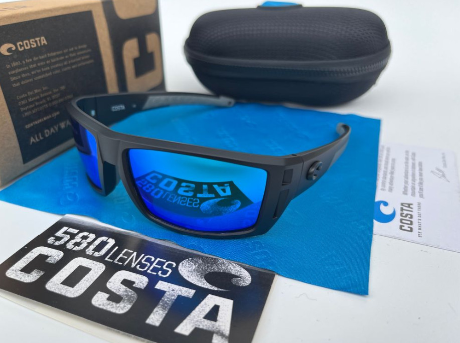 Costa Del Mar Men’s Diego Matte Black /Blue Mirror Polarized Sunglasses 580p