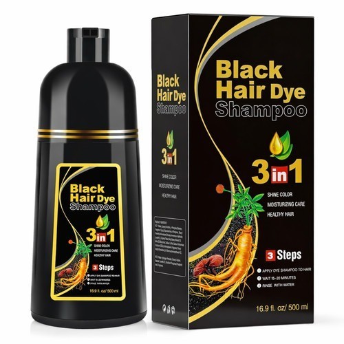 Black Hair Dye Shampoo 3 in 1 for Women/Men for Gray Coverage Instant Hair Color