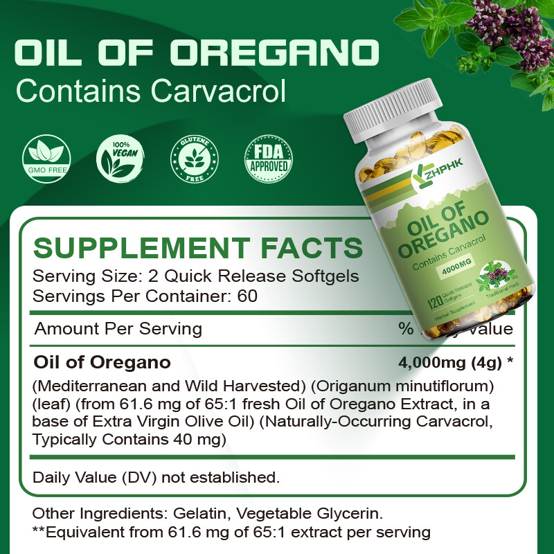 Oil of Oregano 4000mg – Heart, Digestive Health, Immune Support – with Carvacrol