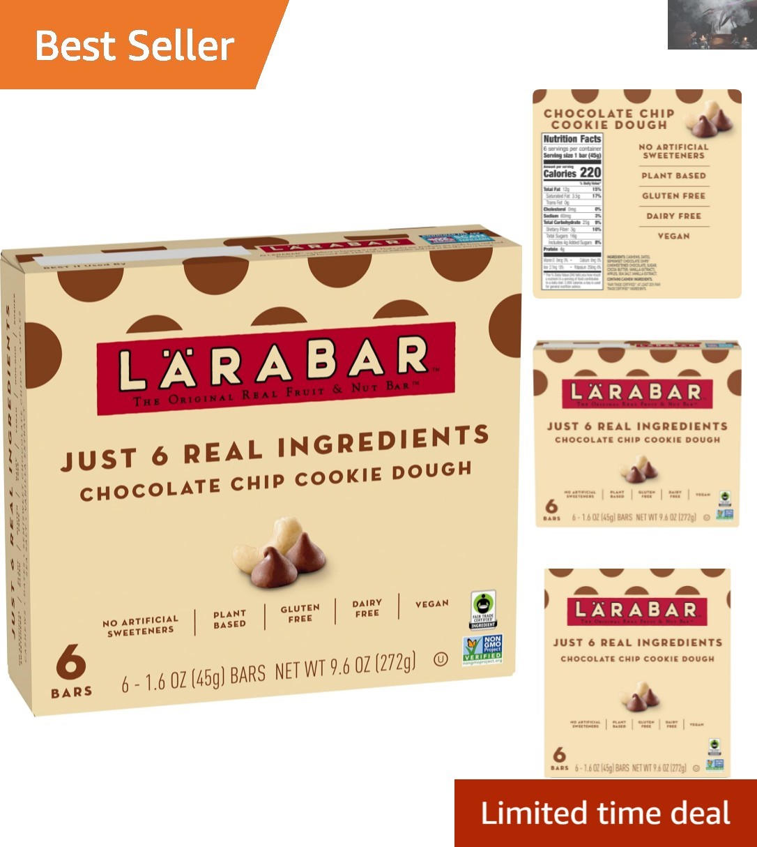 6 Count Larabar Cookie Dough Bars – Real Ingredients, & Gluten Free Treat