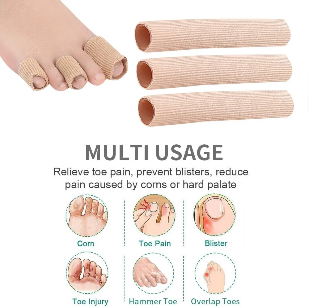 Toe Tube Sleeve Protector Cushion Fabric Gel Lining Finger Toe Separator Tubing