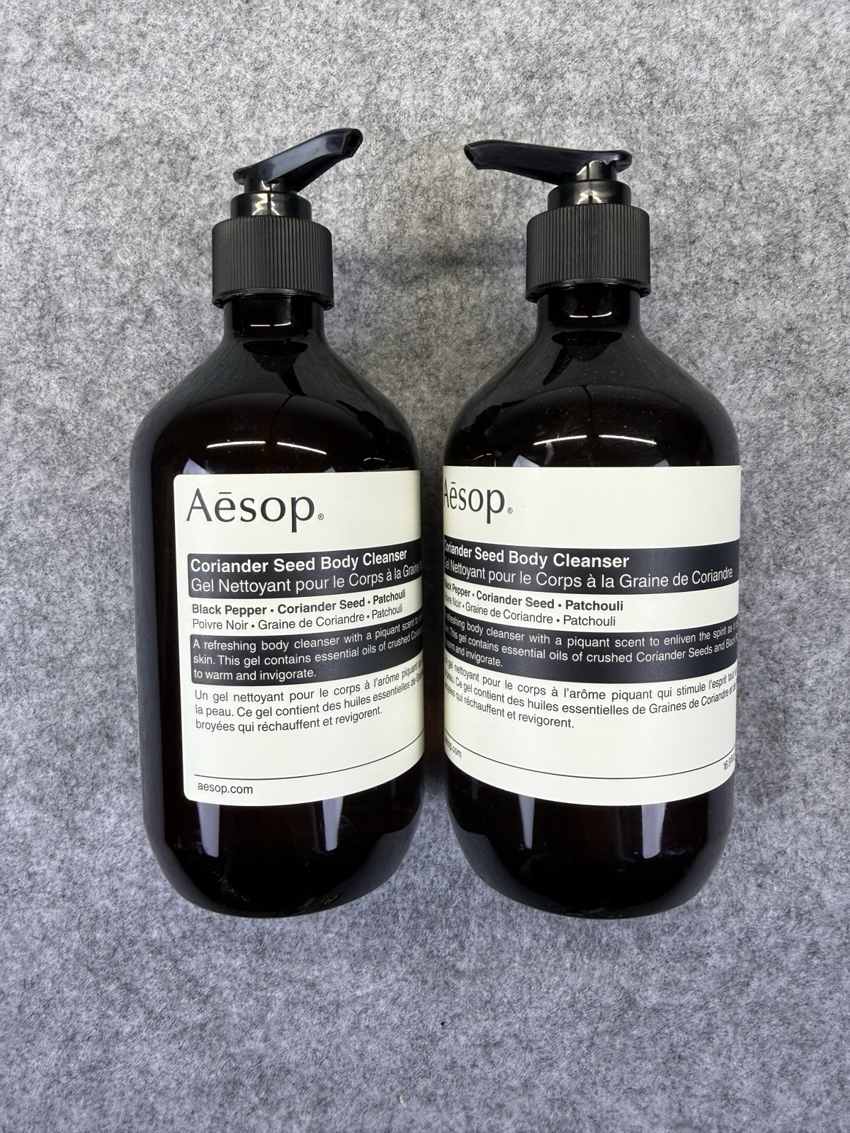 2 X AESOP Coriander Seed Body Cleanser 16.9 fl oz 500 ml Hand Pump BRAND NEW Two