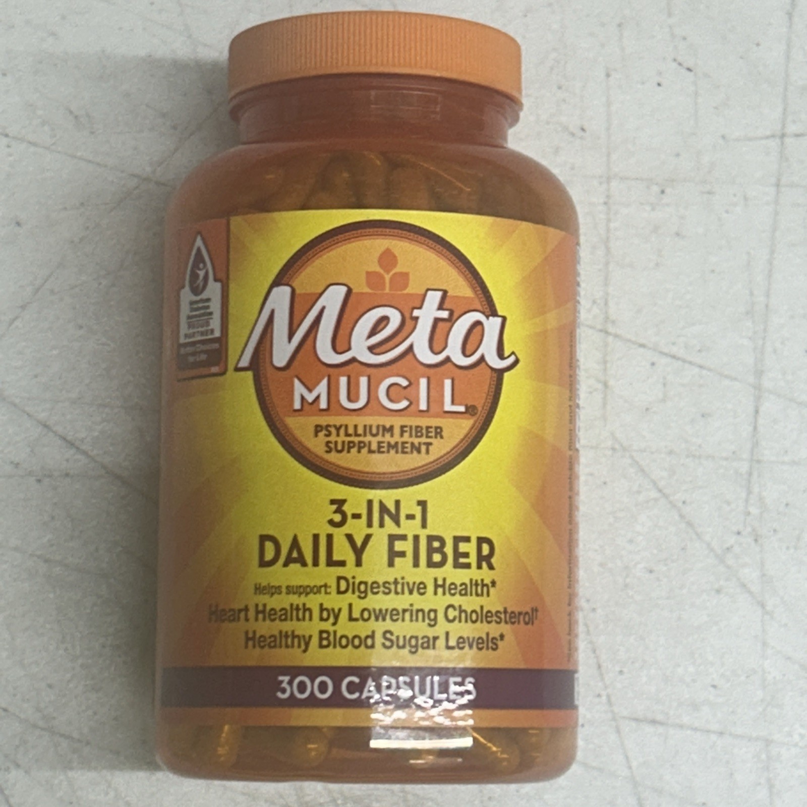 Metamucil Fiber 3-in-1 Psyllium Fiber Supplement 300 Capsules Exp 01/2028+