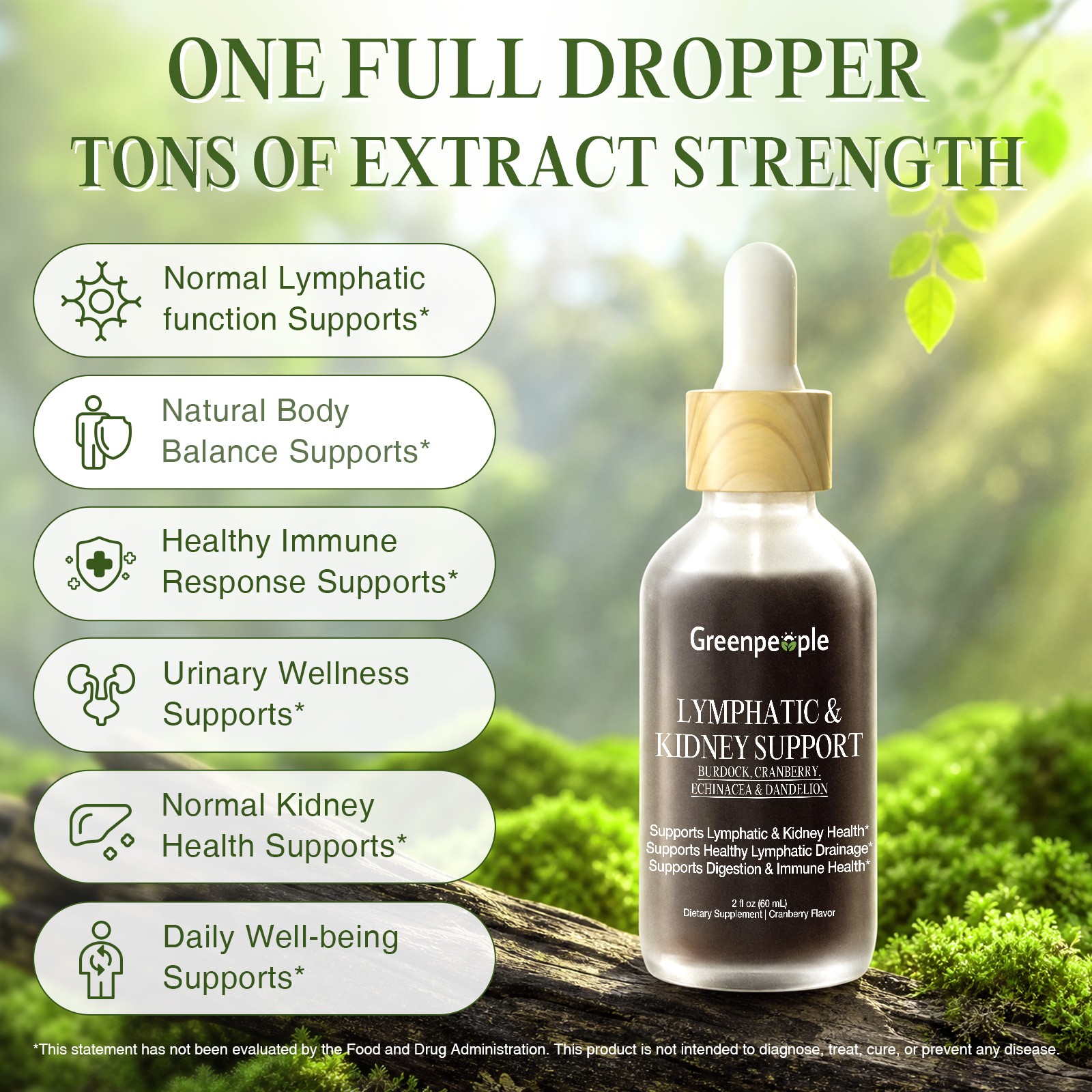 Lymphatic & Kidney Support Drops- Detox, Bloat Relief & Immune Support 60ml