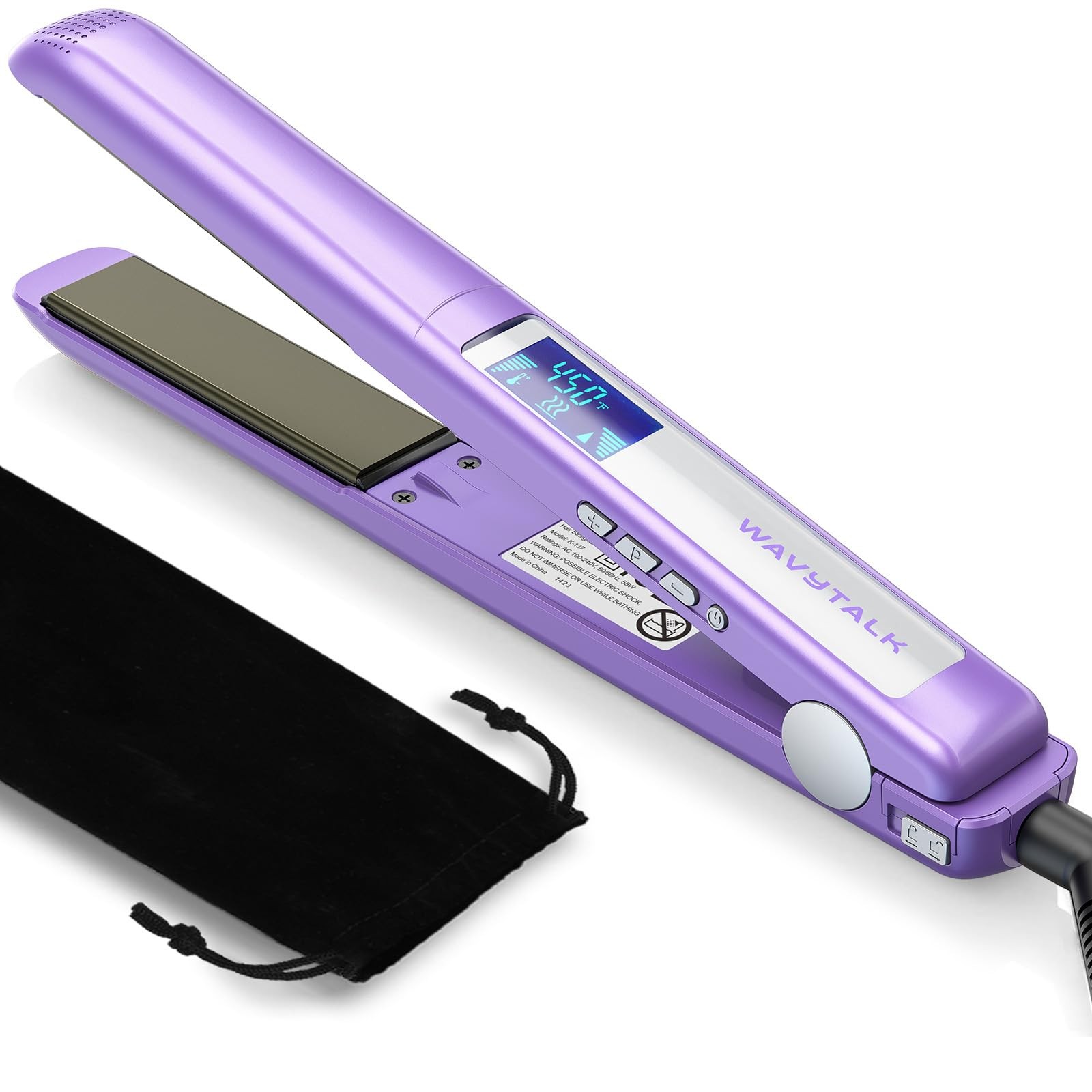 Titanium Flat Iron Hair Straightener, Easy Glide for All Hair Types, Dual Volt