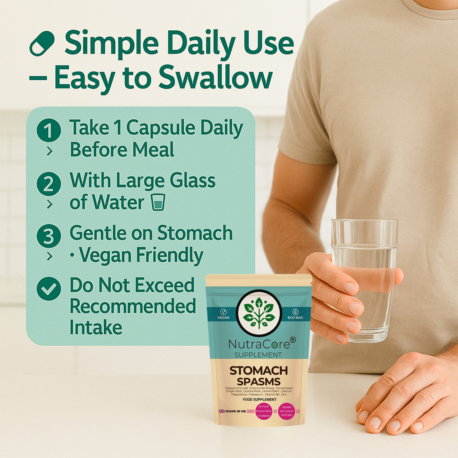 STOMACH SPASMS COMPLEX 700mg Capsules-Relaxing Inflammation & Digestive Muscles