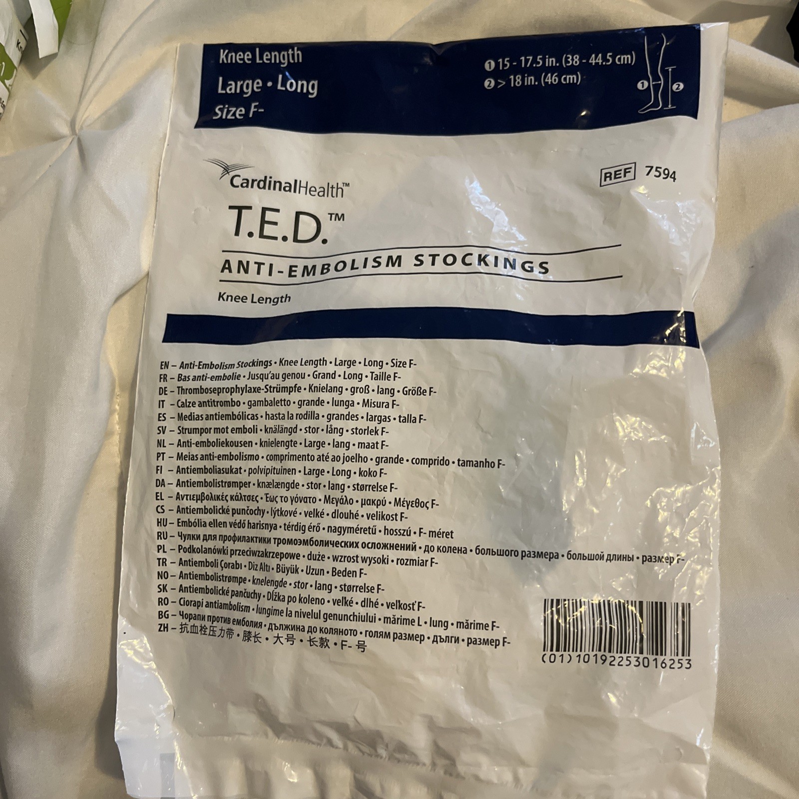 T.E.D. ANTI-EMBOLISM STOCKINGS KNEE HIGH CARDINAL HEALTH – Large FREE SHIP NEW