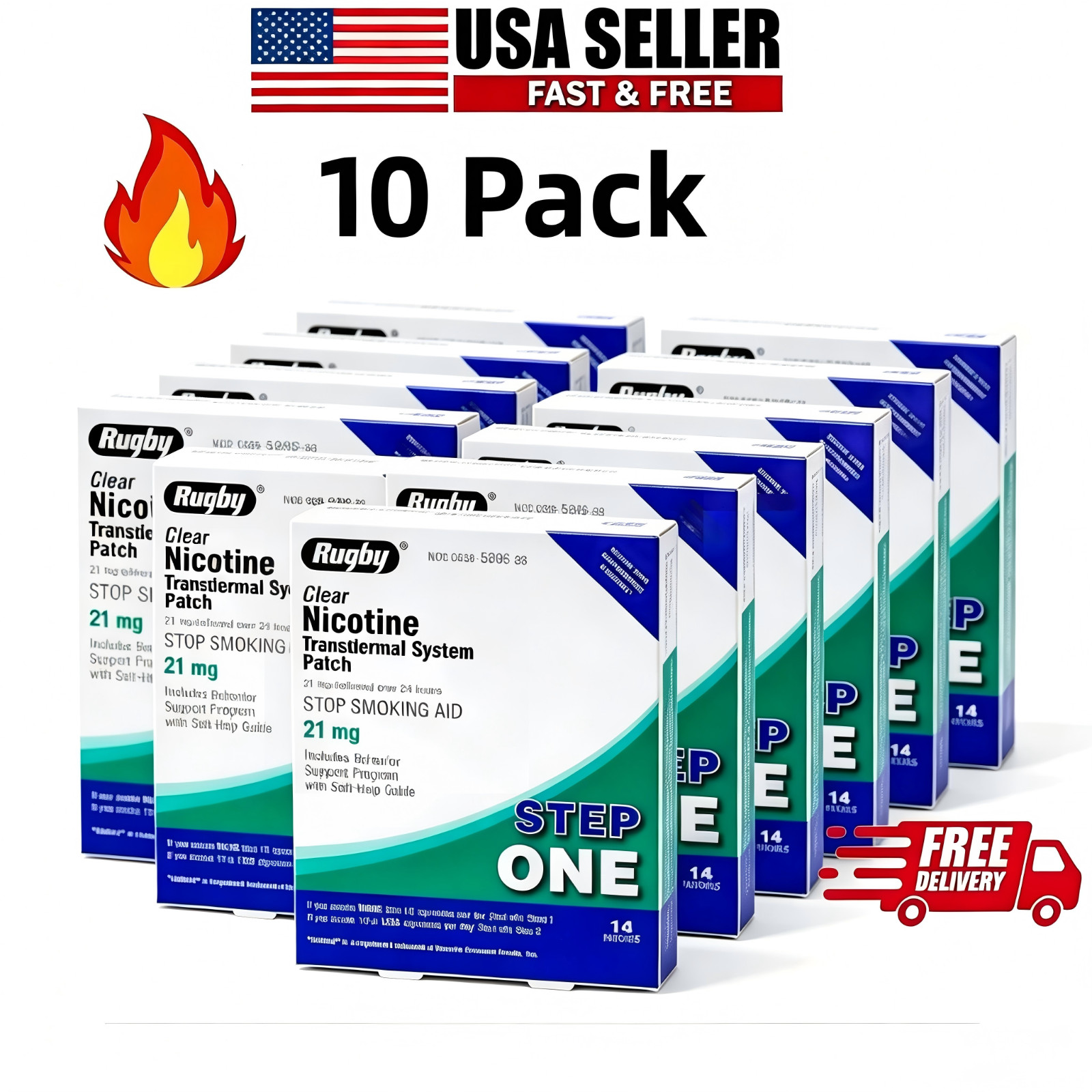 10 Pack Clear Nicotine 21mg Transdermal System Patch Step Exp 6/2028