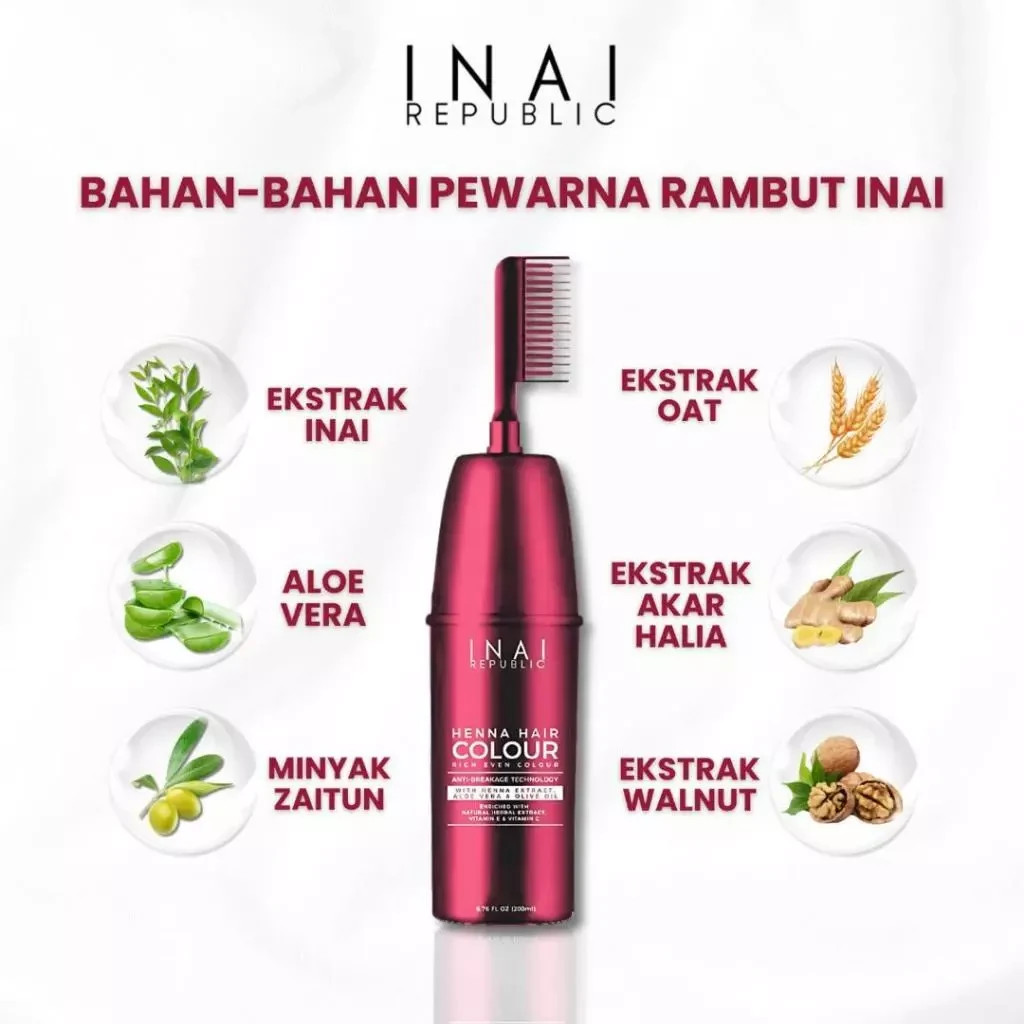3X 200ml INAI REPUBLIC HENNA HAIR COLOUR SET FREE 2 HAIR MASK HALAL Malaysia