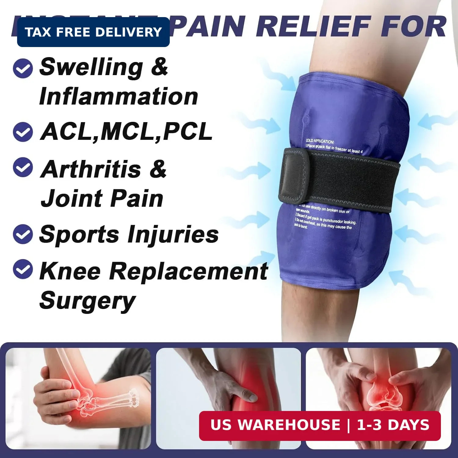 AiricePac Large Ice Pack for Injuries Reusable Gel for Lower Back, Cold Packs Wr