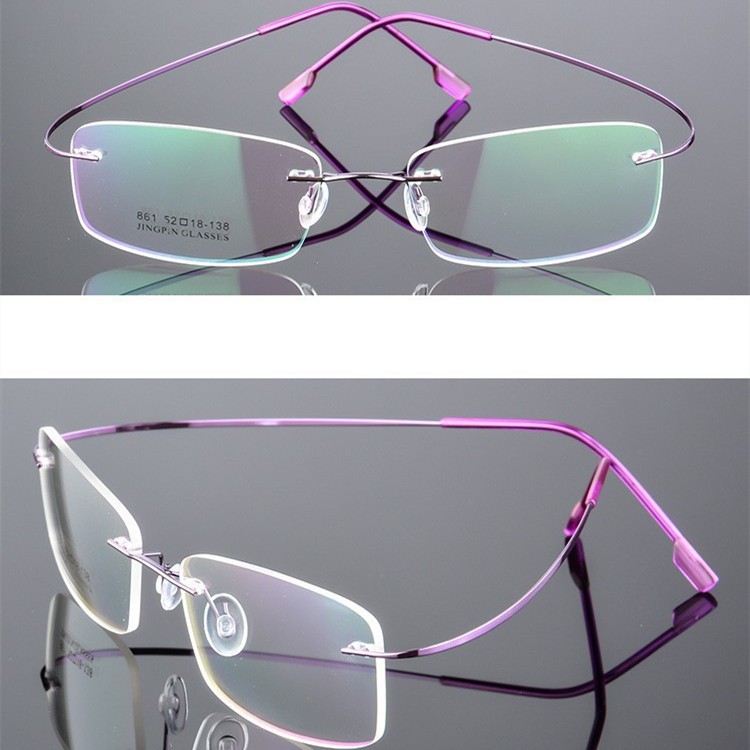 Metal Rimless Eyeglasses Frame Business Super Elastic Temples Unisex Eyewear