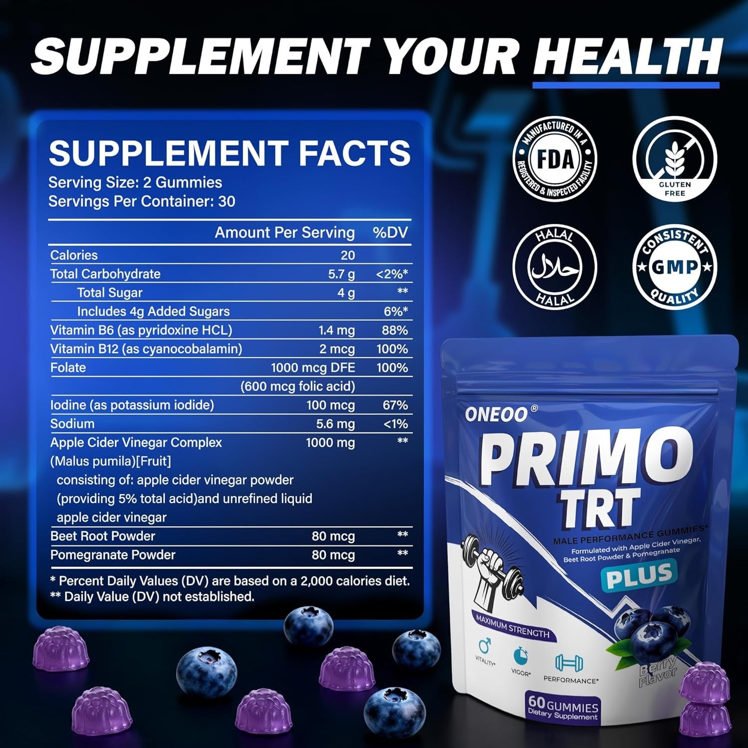 Primo TRT Gummies, Official Primo TRT Gummies for Men, Maximum Strength Energy S