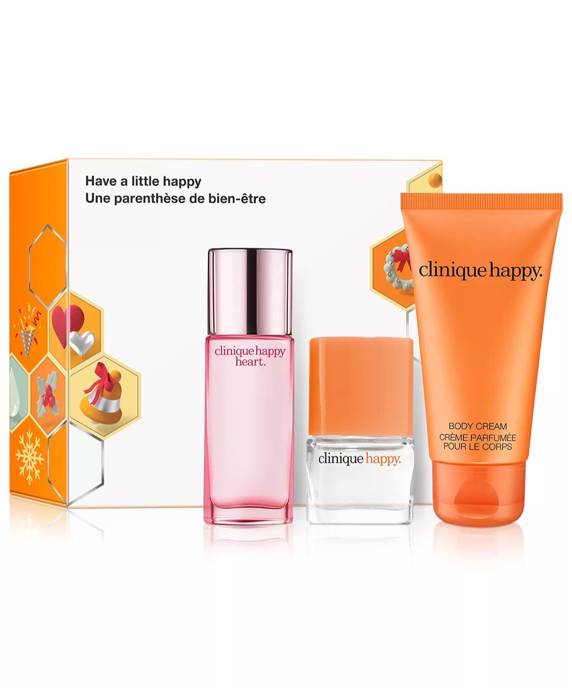 Clinique 3 pcs Have A Little Happy Fragrance Set – Happy/Happy Heart/Body Cream